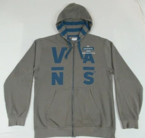 VANS SKATE CO GRAY & BLUE ZIP UP HOODED JACKET LARGE H276 (SOME WEAR) - Picture 1 of 6