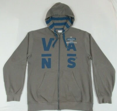 VANS SKATE CO GRAY & BLUE ZIP UP HOODED JACKET LARGE H276 (SOME WEAR) - Image 1 of 4