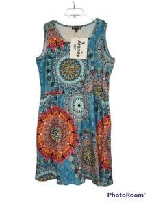 Womens Summer Floral Loose Tank Dress Sleeveless Beach Sundress XL Aranoy - Picture 1 of 4