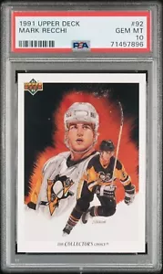 1991-92 Upper Deck #92 Mark Recchi - PSA 10 GEM MINT - Pop 1 Only - Picture 1 of 2