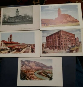 Denver Pueblo Colorado Springs 5 Postcards 1905 train depot - Picture 1 of 6