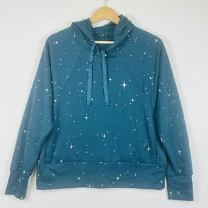 Nike Dri-Fit Teal Stars French Terry Pullover Hoodie Sweatshirt Womens Small - Picture 1 of 7