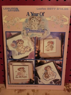 "A Year Of Dreamsicles" Cross Stitch Booklet 1997 Leisure Arts 2977 Cherubs - Image 1 of 4