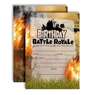 Explosion Fort Battle Video Gaming Birthday Party Invitations 20 5"x7" Fill I... - Image 1 of 4