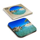 1 x Boxed Square Coasters - Palombaggia Beach Corsica France  #21985