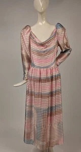 EARLY 1980’S OMBRE STRIPED SILK DRESS BY DIANE DICKINSON - Picture 1 of 9