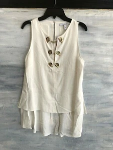Derek Lam 10 Crosby ärmelloses Blusentop mit Ösendetail, 6 - weich weiß - 425 $ - Bild 1 von 11