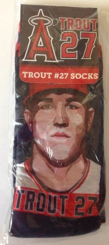 Los Angeles Angels Mike Trout #27 Socks MLB Baseball 2017 New Sealed Cover