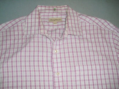 Camisa Tommy Bahama Para Hombres LS Talla 17.5 32 - 33 Vino / Gris Cuadros Foto 1 de 2
