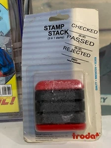 Stamp Stack 3 in 1 Checked Passed Rejected Red Craft Unused - Picture 1 of 2