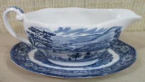 Liberty Blue Gravy Boat & Plate Lafayette Landing West Point Governors House G2 - Picture 1 of 12