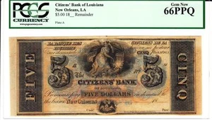 New Orleans, LA - Citizens' Bank of Louisiana 5 $ PCGS Juwel Neu 66 - Bild 1 von 1