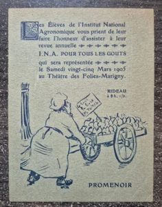 Schüler des INSTITUT NATIONAL AGRONOMIQUE Einladung Revue 1905 Folies-Marigny - Bild 1 von 2