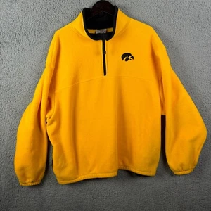 Iowa Hawkeyes Fleece Pullover Sweater Men's XXL Yellow 1/4 Zip Made in the USA - Picture 1 of 13