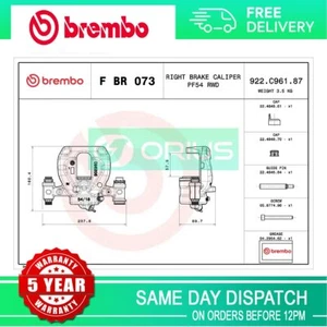 Fits Mercedes Sprinter 2018- 2.1 CDi 3.0 Brake Caliper Rear Right Brembo - Picture 1 of 4