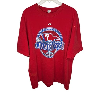 Phillies 2008 National League Champions  Roster Shirt XXL Majestic Read  - Image 1 of 4