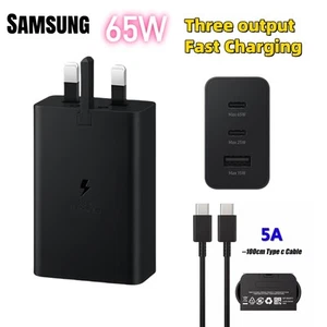 New Samsung 65W PD Fast Charging Trio Wall Charger - Black, Three output Adapter - Picture 1 of 22