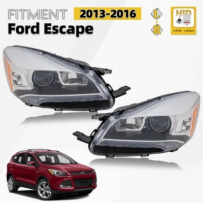 HID/Xenon Headlight For 2013-2016 Ford Escape w/ Bulb Ballast Left+Right Pair - Image 1 of 4