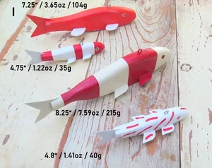 4 Folk Art Handmade/Painted Wood Fish Decoys Spearing/Ice Fishing Weighted (I) - Picture 1 of 1