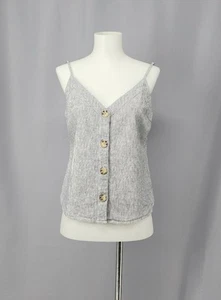 Abercrombie & Fitch Babydoll Tank Top Womens Stripe Linen Cotton Summer Career - Picture 1 of 10
