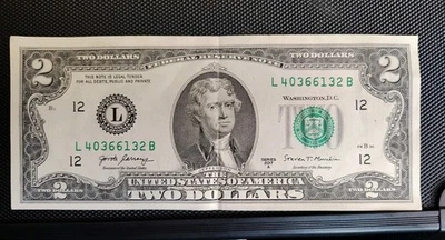 Rare Misaligned L Series 2017A $2 Bill In Great Condition - Image 1 of 3
