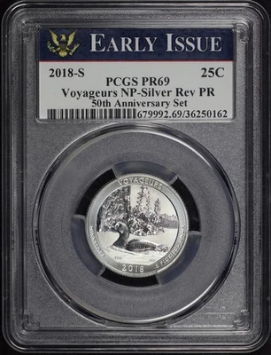 2018-S Voyageurs NP Silver 50th Anniv. Set ATB 25C PCGS Rev. PR-69 Early Issue - Image 1 of 2