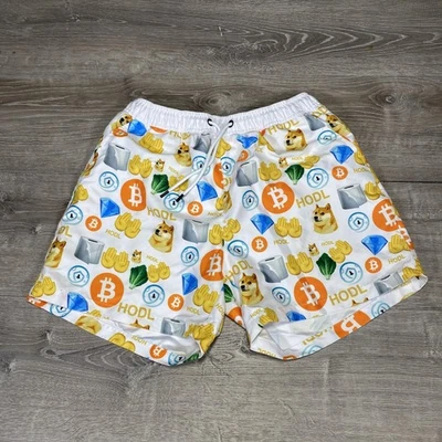 Barstool Sports Swim Trunks Mens Medium Crypto Meme Doge Bitcoin HODL Shorts - Image 1 of 4