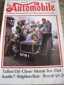 THE AUTOMOBILE JAN 1988 TALBOT 110 CLYNO MORRIS TEN ZUST AUSTIN 7 BRIGHTON RUN R - Picture 1 of 3
