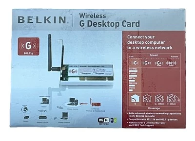 BELKIN WIRELESS G DESKTOP CARD 802.11g CONNECT TO YOUR DESKTOP COMPUTER WIRELESS - Image 1 of 4