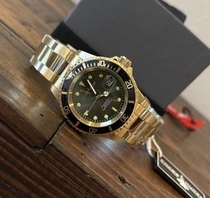 Chase Durer Men's Quartz Dive Watch Olive Dial CDW-0123 GOLD TONE - Picture 1 of 6
