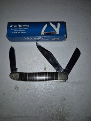 Frost Cutler Brass & Pokka Wood Wrangler 4" Stainless Steel Blades Pocket Knife — 第 1/4 张图片