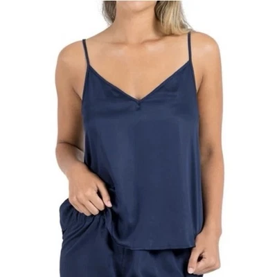 Ettitude XL Bambú Cuello en V Ajustable Satén Dormir Cami Tanque Océano Azul Marino Foto 1 de 3