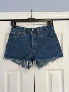 Levi's 501 Button Fly Jeansshorts blau Denim Damen Gr. 26 - Bild 1 von 7