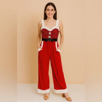 Mono No Boundaries Navidad Para Mujer Papá Noel Lentejuelas Rojo Talla S Nuevo Sin Etiquetas Foto 1 de 4