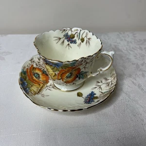 Juego de platillos de taza de té Aynsley vintage C508 amapolas aciano Inglaterra - Imagen 1 de 19