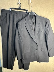 @pants Hart Schaffner Marx HSM 100's 46L Charcoal Dark Gray 2 Piece Suit 40X31 - Picture 1 of 22
