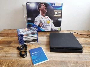 Sony PlayStation 4 Slim CUH-2116B Black 1TB PS4 Console Boxed ~ 8 Games & Cables - Picture 1 of 23