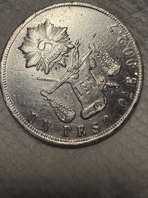 Mexico 1870 Oa One Peso Balance scale silver coin - Image 1 of 4