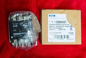 Eaton C25DNF340T Definite Purpose Contactor, 3 Poles, 50/60 Hz Coil 110/120, NEW - Picture 1 of 3
