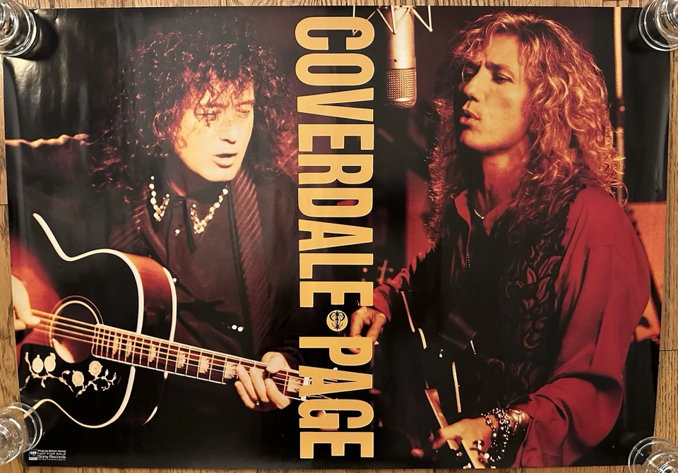 Pôster promocional original do Japão David Coverdale & Jimmy Page 20” x 28” 1993 - Imagem 1 de 1