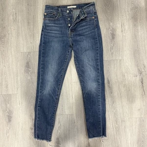 Levi’s Wedgie Skinny Jeans Women’s Size 27 Button Fly Raw Hem Blue Denim - Picture 1 of 6