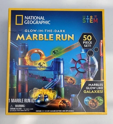 National Geographic Glow-in-the-Dark 50-Piece Marble Run Kit STEM NEW IN BOX - Image 1 of 4