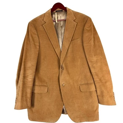 Lands' End Blazer Mens 43 Long Tan Corduroy Sport Coat 2 Button Notch Lapel - Image 1 of 4