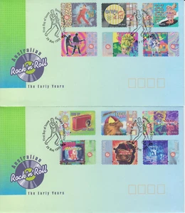 Australia 1998 Rock n Roll. Par de cubiertas de primer día. Juego de 12 sellos autoadhesivos. - Imagen 1 de 2