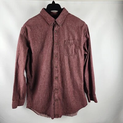 Croft & Barrow Shirt Mens XLT Long Sleeve Burgundy Casual Denim Button 1 Pocket - Image 1 of 4