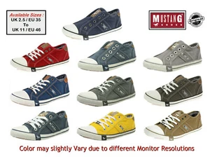 Tenis Mustang Top Bajo Sin Cordones/Con Cordones Entrenadores Informales Zapatos Unisex - Imagen 1 de 38