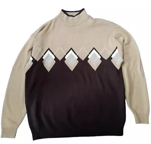 Argyle Sweater Mens 2XL Delf Collection Wear Brown Color Block Diamond - Picture 1 of 9