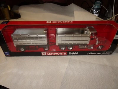New Ray 1:43 Scale Kenworth W900 Double Dump Truck - RED - Original Box - Image 1 of 4