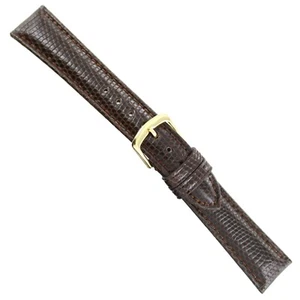 19mm Milano Brown Genuine Lizard Padded Stitched Watch Band MS 17150 Regular - Picture 1 of 5
