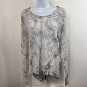 Aerie Sweater Women's XS Long Sleeve Scoop Neck Oversized Gray Tie Dye Cotton - Picture 1 of 11